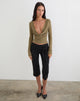 Image of Adaya Long Sleeve Cowl Top in Cupro Olive Stone