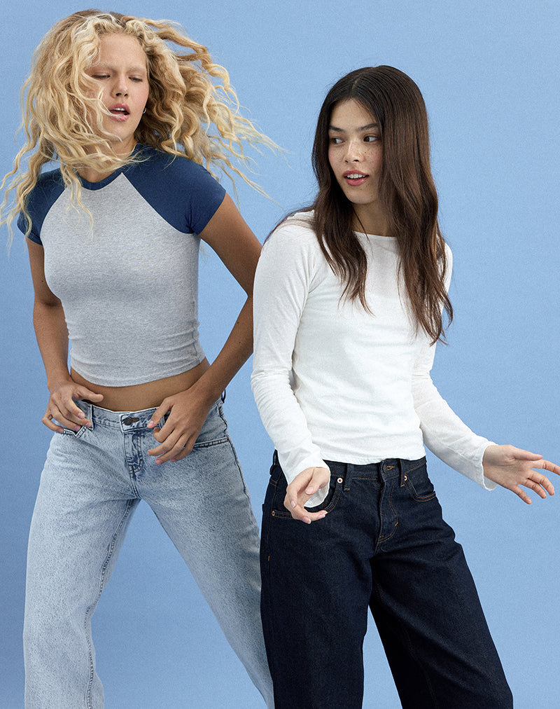 Image of Agneta Tee in Grey Marl and Navy Combination