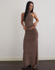 Image of Alfreda Maxi Skirt in Abstract Polka Flock Brown