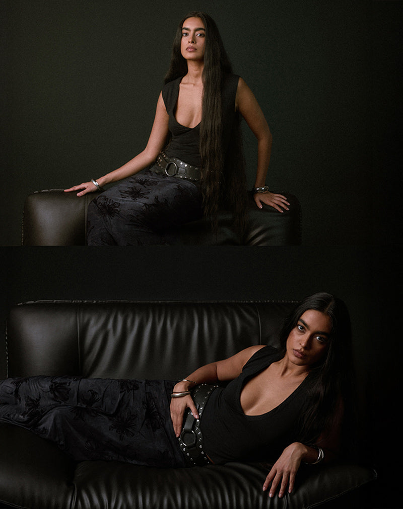 Image of Alfreda Maxi Skirt in Burnout Velvet Grey