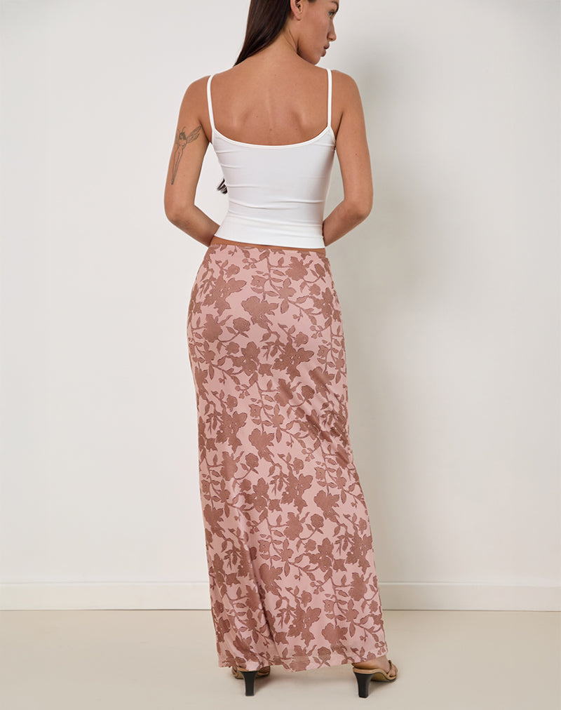 Image of Alfreda Maxi Skirt in Neutral Floral Print