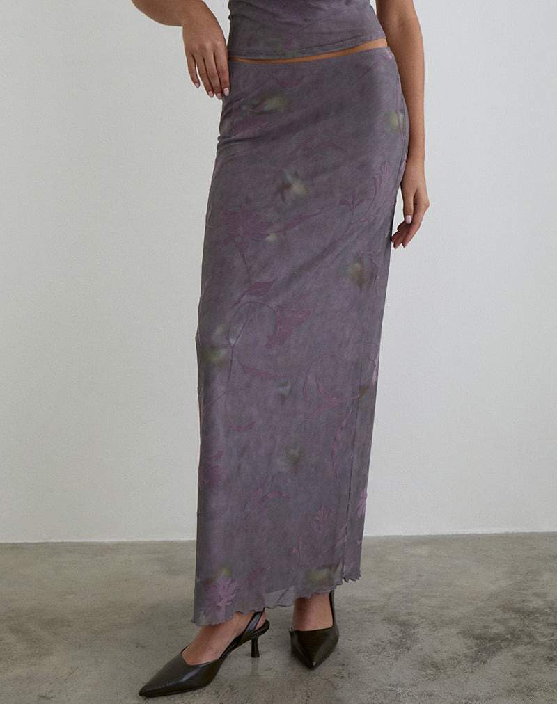 Image of Alfreda Maxi Skirt in Flare Flower Purple