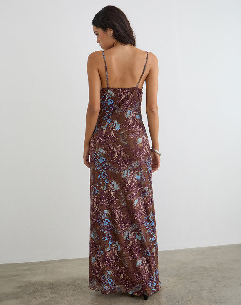 Image of Alnaka Maxi Dress in Feathery Paisley Brown