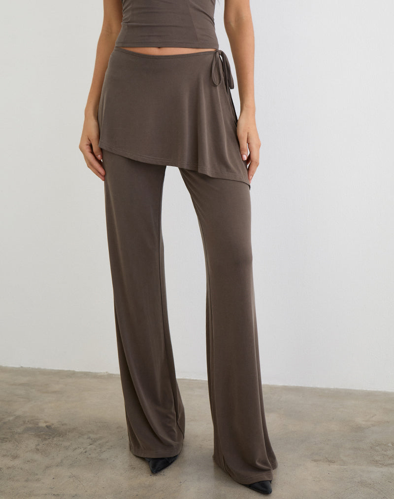 Image of Amata Trouser Skirt in Cupro Dark Brown