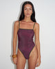 Image of Anavah Swimsuit in Abstract Zebra Burgundy with Green Binding