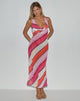 Image of Anira Maxi Dress in Pink Chiffon Painted Stripe