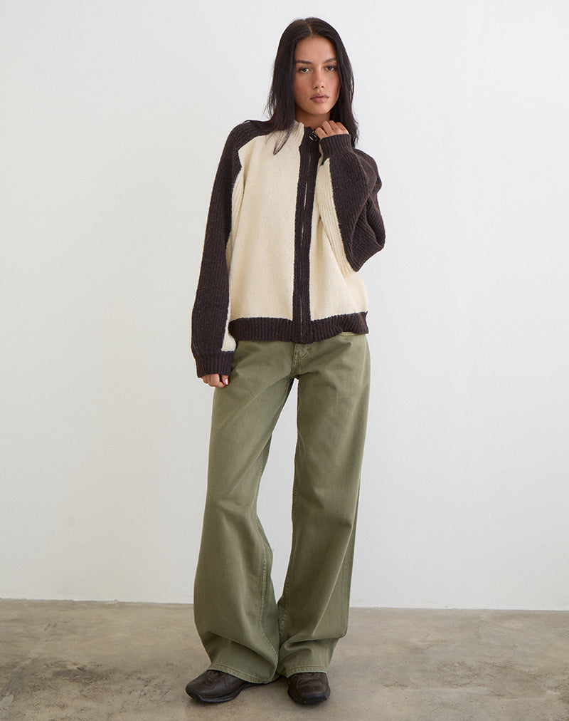 Image of Asrar Jumper in Knit Cream and Brown