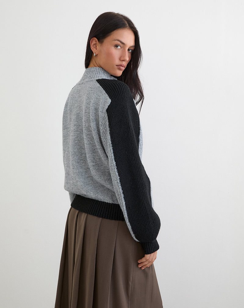 Image of Asrar Jumper in Knit Grey and Black