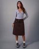 Image of Astor Midi Skirt in Brown with Contrast Stitch