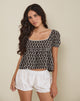 Image of Axoni Square Neck Blouse in Floral Broderie Brown