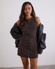 Image of Ayana Open Back Mini Dress in Medium Polka Brown