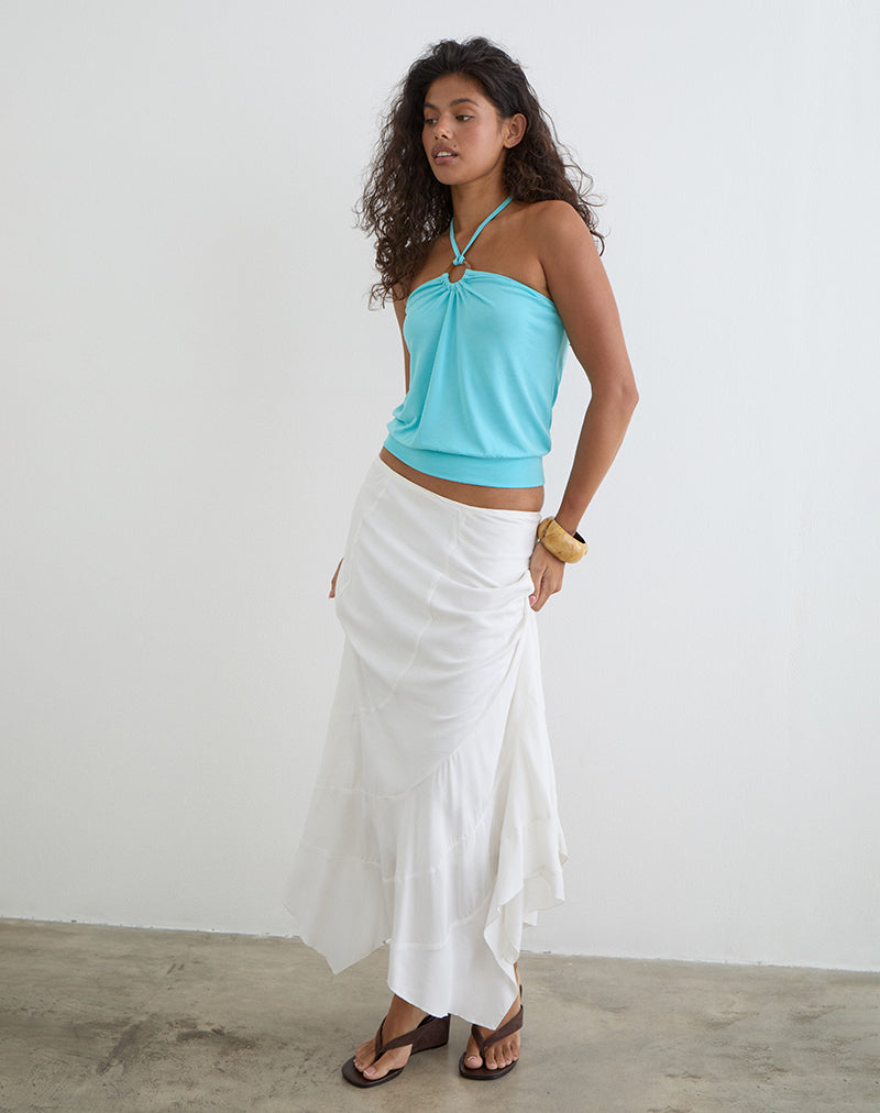 Image of Ballerie Halter Top in Cupro Aqua