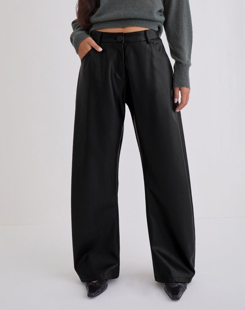 Image of Barvyn Barrel Leg Trouser in PU Black