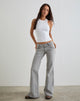 Image of Bell Bottom Low Rise Flare Jeans in Bleached Grey