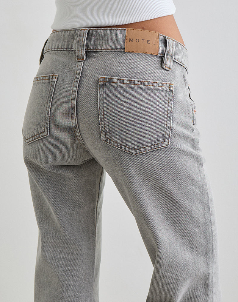 Image of Bell Bottom Low Rise Flare Jeans in Bleached Grey