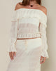 Image of Kalena Long Sleeve Bardot Top in Chiffon Plisse Ivory