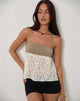 Image of Bironita Halterneck Top in Ivory and Brown Lace Mix