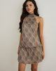 Image of Briani Halterneck Dress in Check Plisse Brown