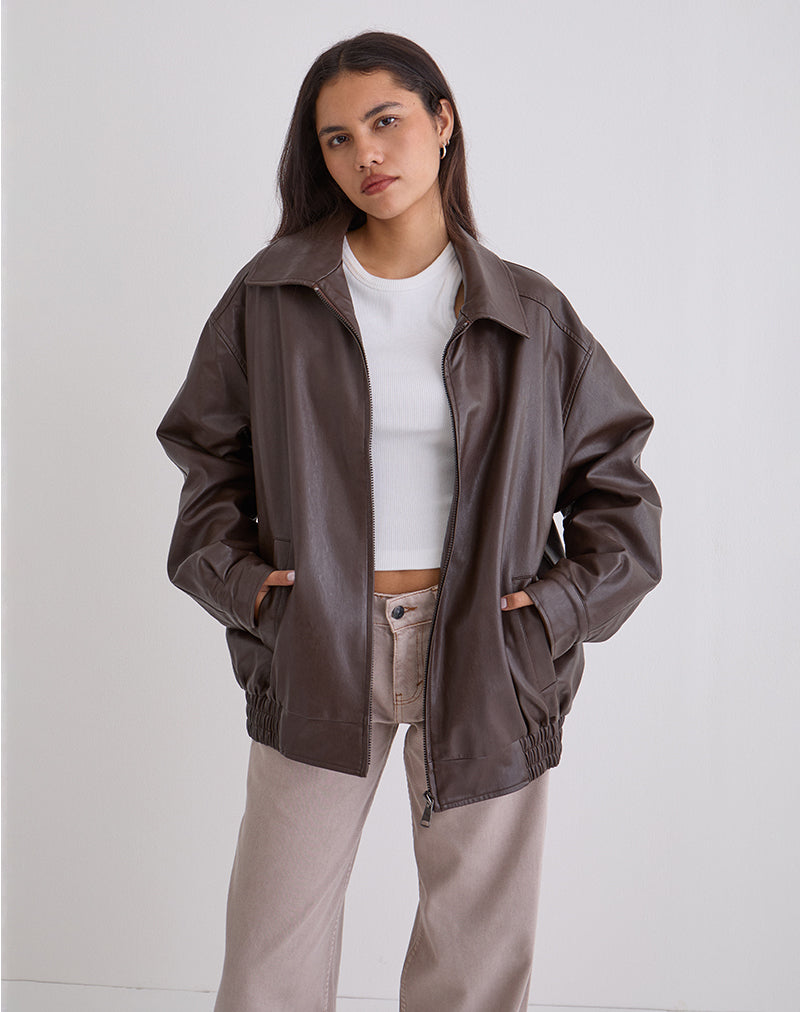 Image of Cavita Jacket in PU Bitter Chocolate