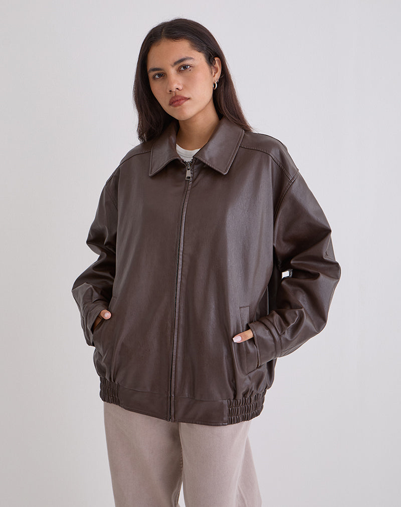 Image of Cavita Jacket in PU Bitter Chocolate