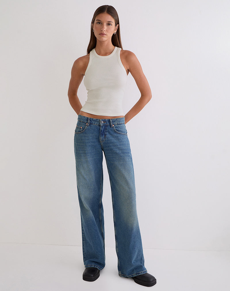Image of Cariter Racer Vest Top in Ribbed Off White