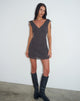 Image of Carmila Gathered Mini Dress in Minimal Flower Dark Grey