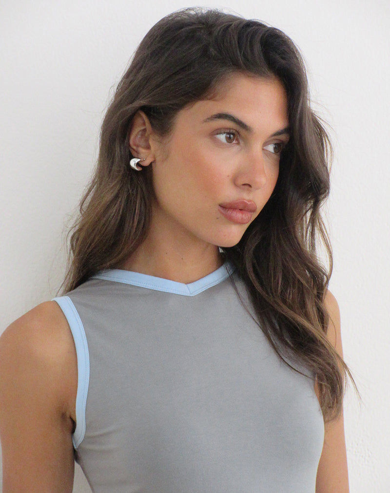 Image of Casno Tank Top in Grey with Cool Blue Binding