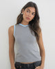 Image of Casno Tank Top in Grey with Cool Blue Binding