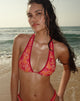 Image of Cerry Bikini Top in Floral Fun Orange with Contrast Binding