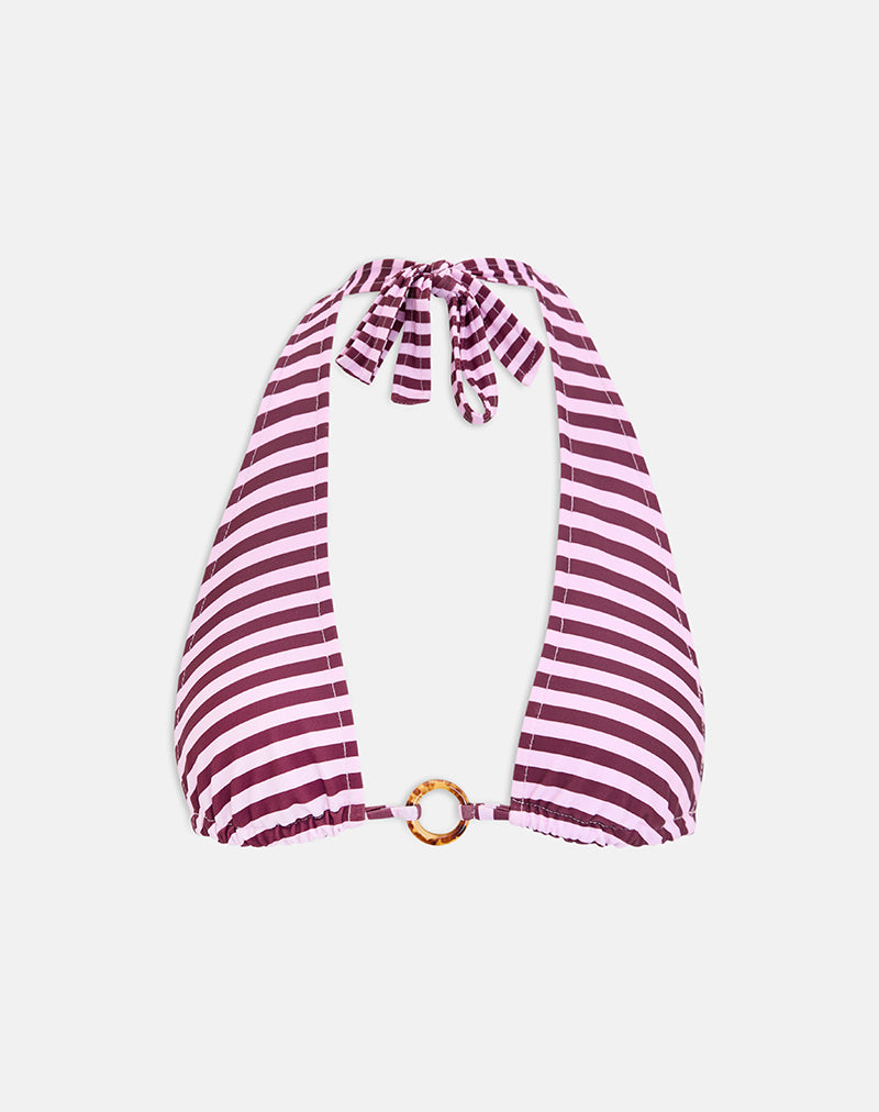 Image of Cerry Bikini Top in Vivid Lines Purple and Pink