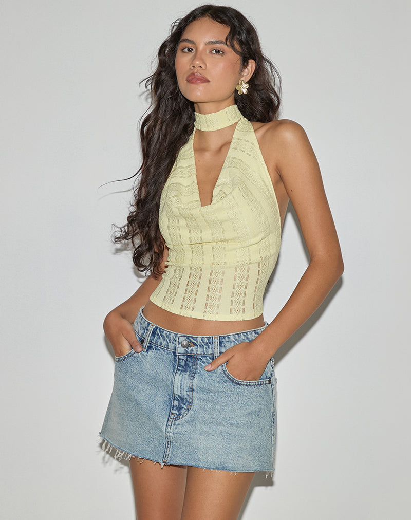 Image of Chupa Top in Broderie Flower Lace Lemon