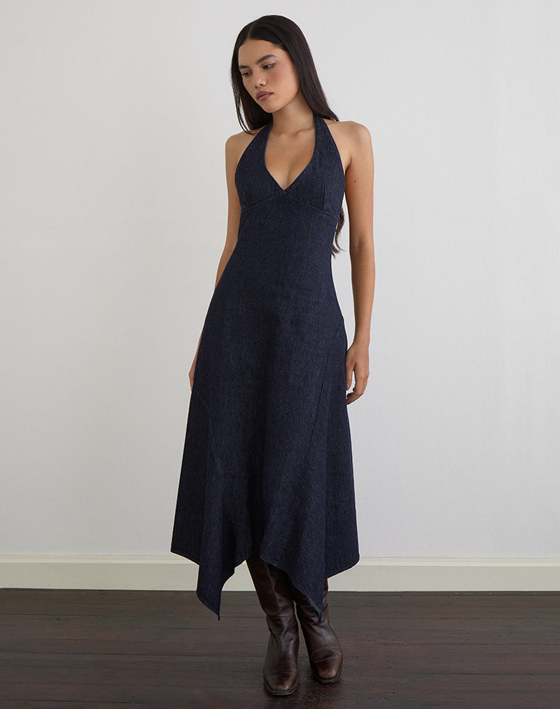 Image of Comari Midi Dress in Chambray Indigo