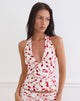 Image of Corsita Top in Cream with Red Leafy Lily Flock