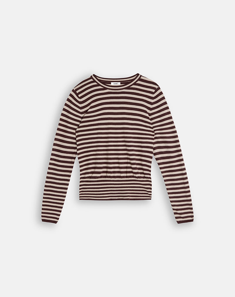 Image of Daima Top in Knit Mini Stripe Brown