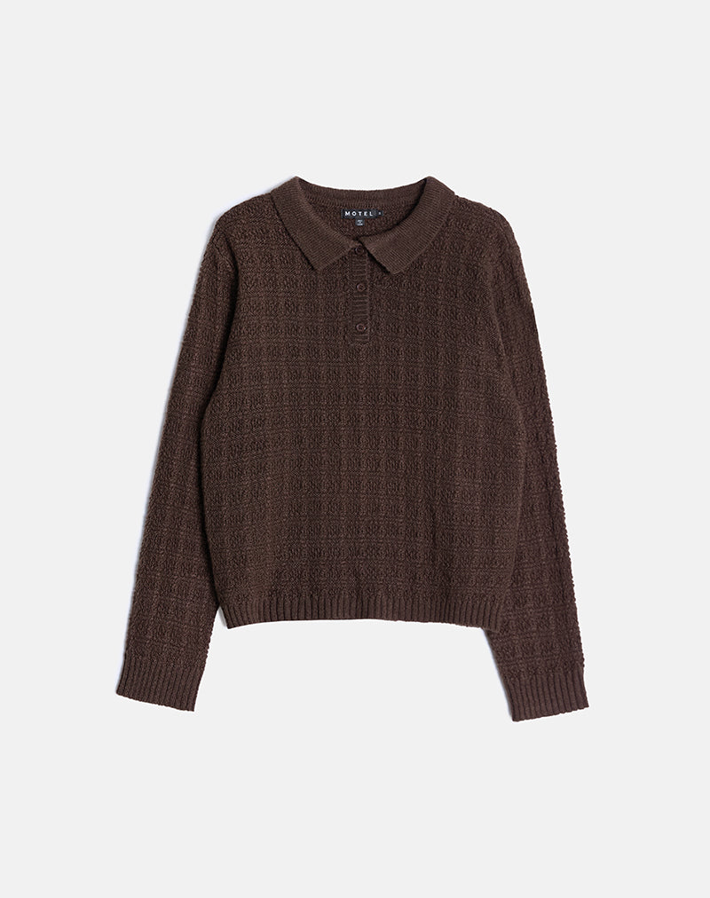Image of Dalina Knit Jumper in Check Brown