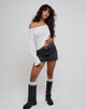 Image of Damian Off The Shoulder Long Sleeve Basic Top in Ivory