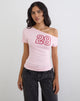 Image of Danama One Shoulder Top in Rayon Jersey Light Pink with '28' Graphic