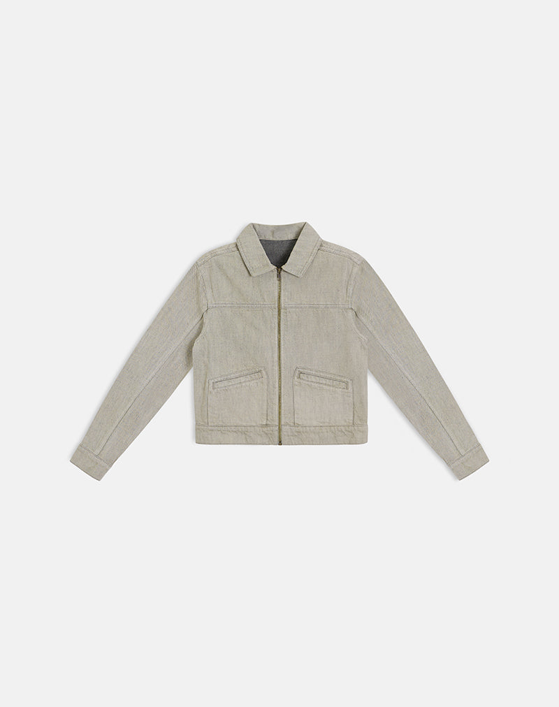 Image of Denim Cinch Jacket in Oat