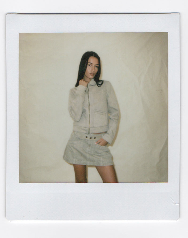 Image of Denim Cinch Jacket in Oat