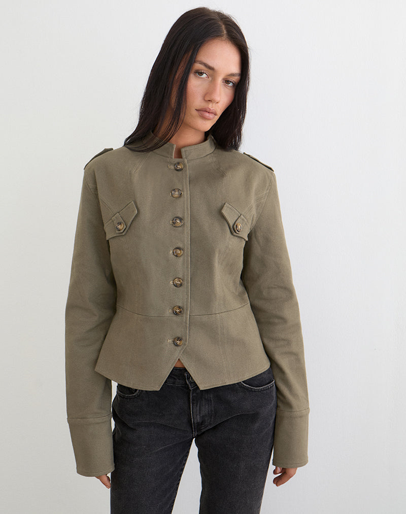 Image of Diranda Military Jacket in Twill Khaki