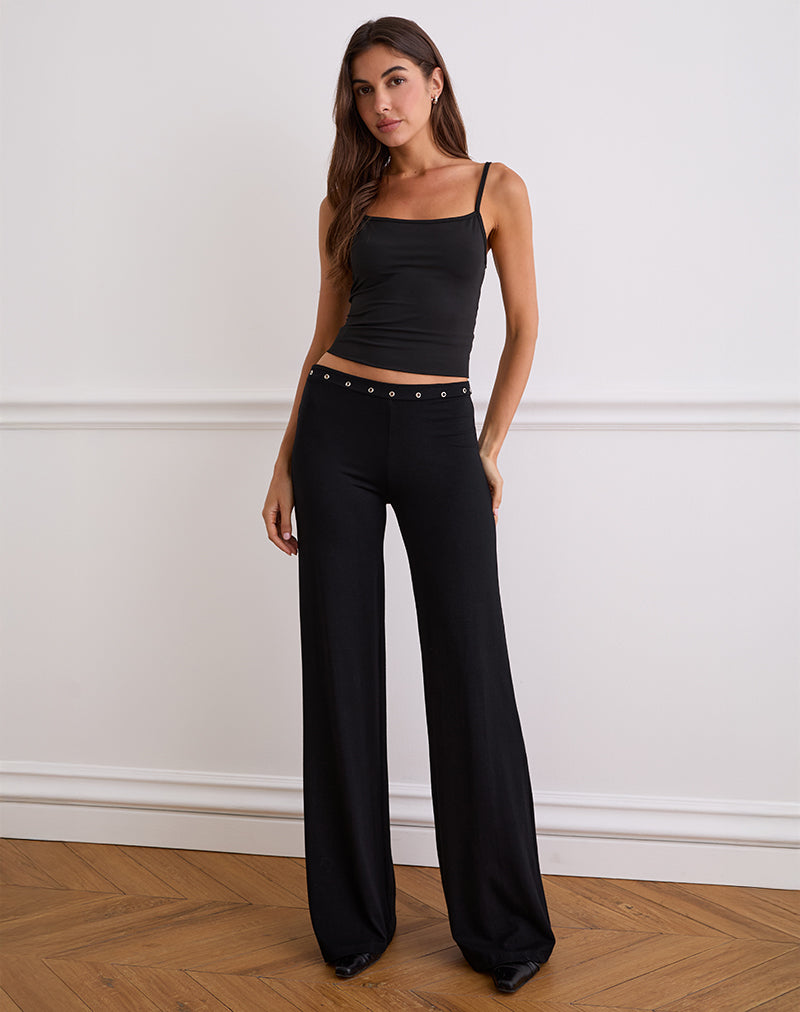 Image of Dorala Low Rise Trousers with Eyelets in Black