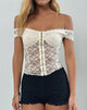 Image of Dovica Corset Top in Ivory Canina Rose Lace