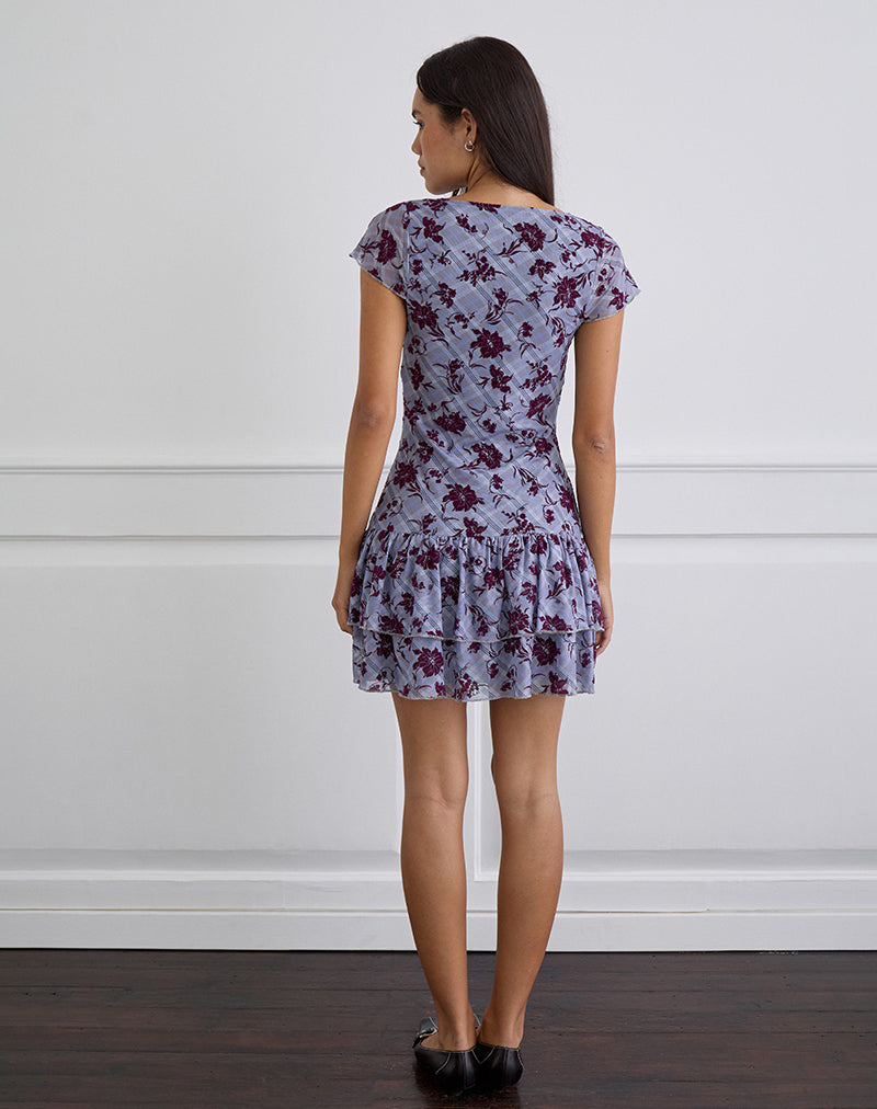 Image of Elaya Dress in Lotus Flock Checked Lavender