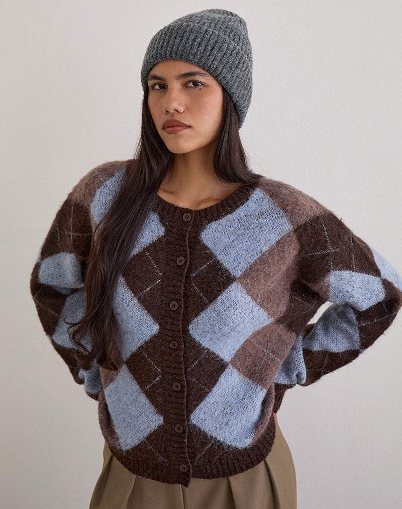 Image of Eliana Cardigan in Knit Argyle Blue