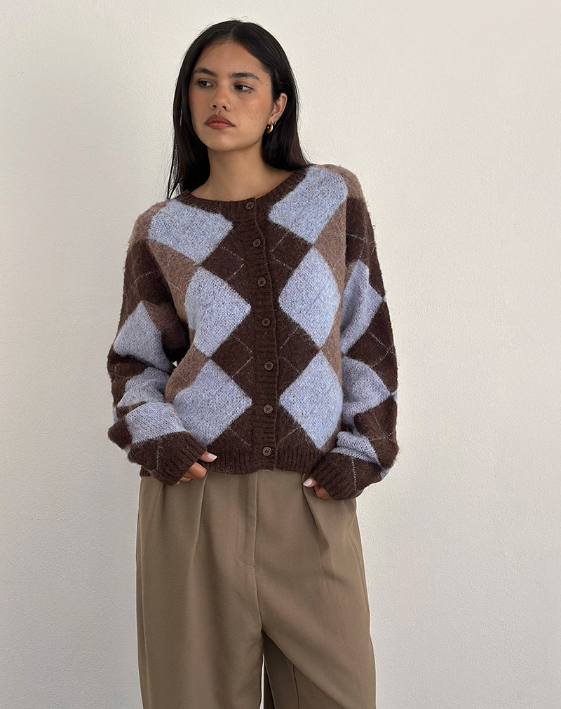 Image of Eliana Cardigan in Knit Argyle Blue