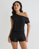 Image of Elysian Asymmetric Top in Cupro Black
