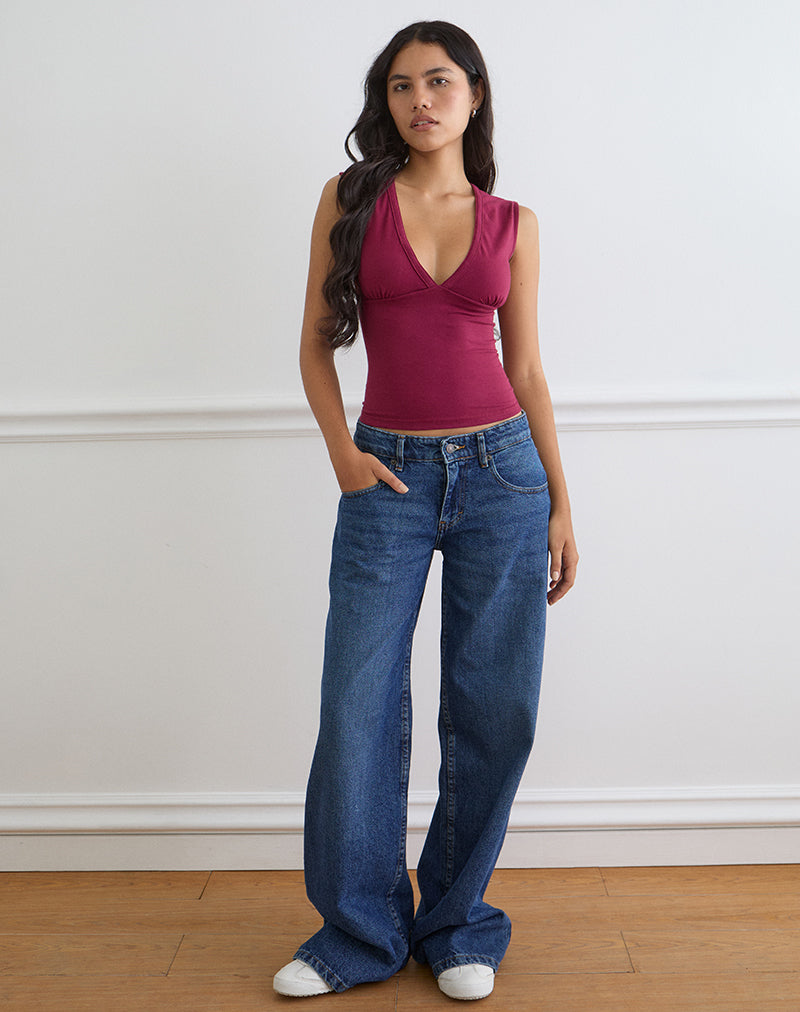 Image of Emberly Plunge Top in Burgundy
