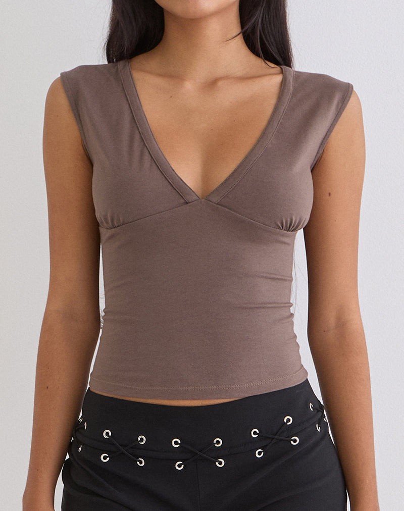Image of Emberly Plunge Top in Coffee Quartz