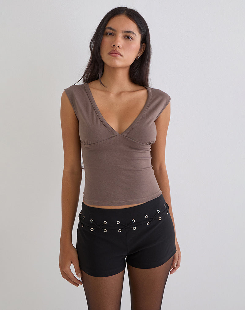 Image of Emberly Plunge Top in Coffee Quartz