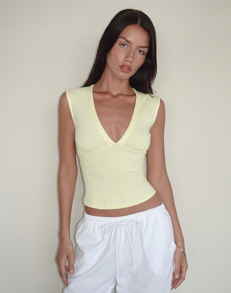Image of Emberly Plunge Top in Lemon